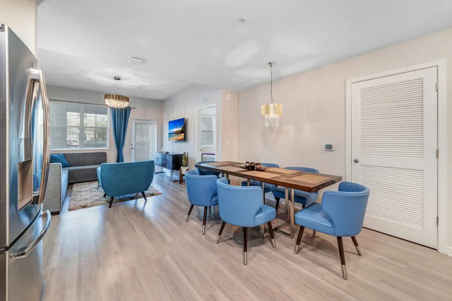 Open-plan living and dining area of the Disney Suite